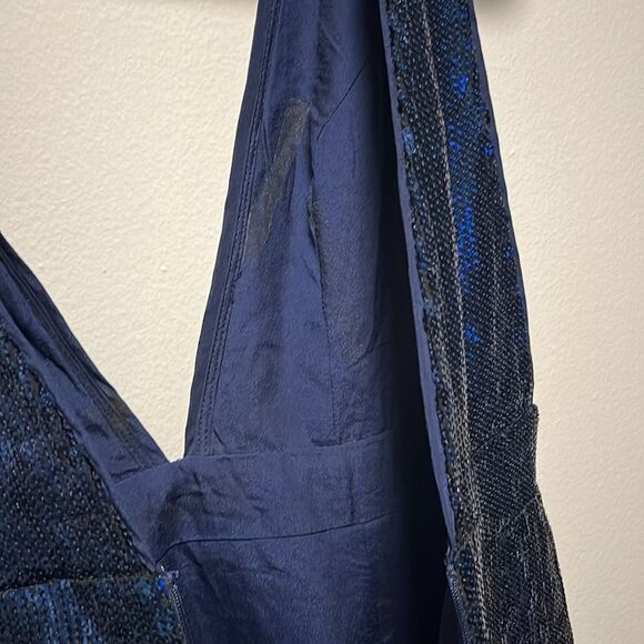 NBD Starry Nights Navy Midnight Sequin Deep V Dress Mini Dress, Size S - Picture 10 of 12